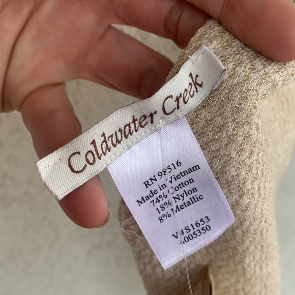 Coldwater Creek. Cream scarf or sash with diagonal ends gold beading - Picture 3 of 7